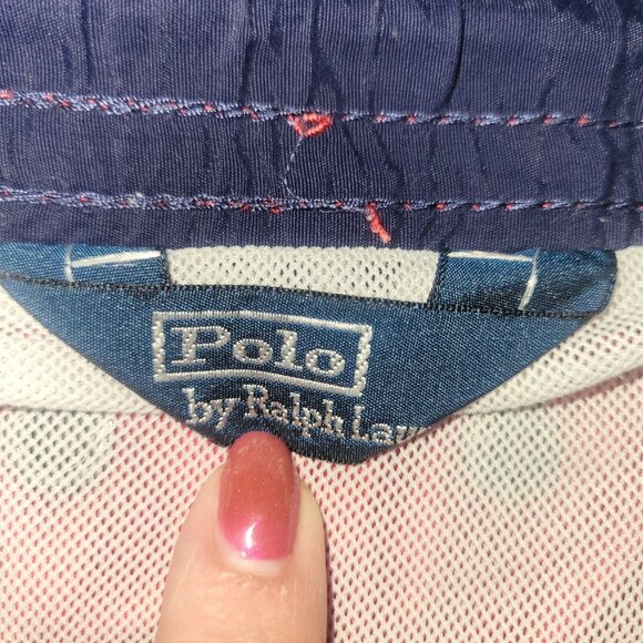 Polo Ralph Lauren Swim Shorts Mens Large Mesh Lined Red Polyester Pockets FLAW - Picture 11 of 16